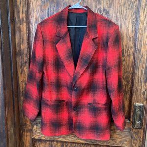 International Male Red Black Blazer Sports Coat 80s 90s Vintage Size Small